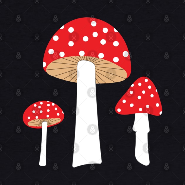 Red polka dot mushrooms by Jennifer Ladd